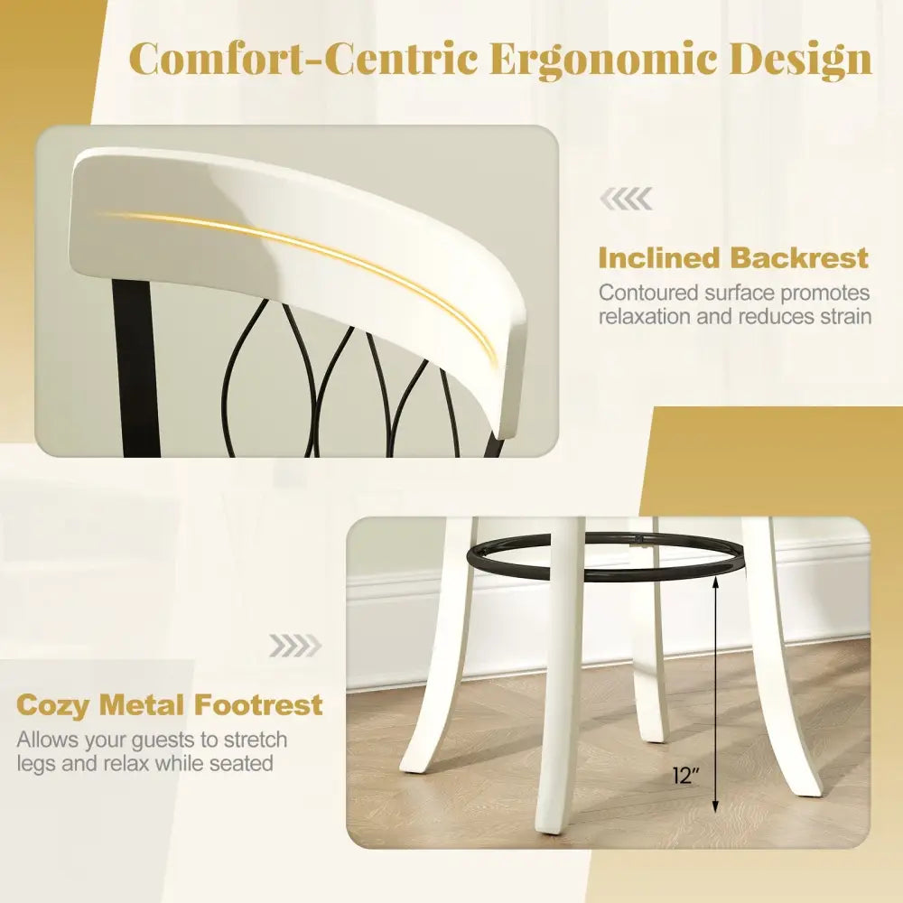 Set of 2 Bar Stools Swivel Bar Chairs with Footrest Rubber Wood Frame and Tufted Rivets-30 inches - Bar Stools