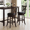Set of 2 Bar Stools Swivel Bar Chairs with Hollowed Backrest and Footrest-26 inches - Bar Stools