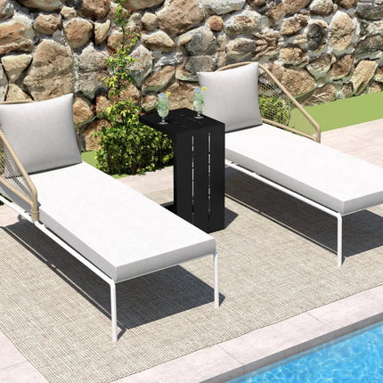 Set of 2 C-Shaped End Table with Adjustable Foot Pads for Indoors Outdoors-Black - Black - End & Side Tables
