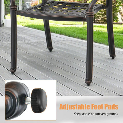 Set of 2 Cast Aluminum Patio Chairs with Armrests-Brown - Brown - Patio Dining Chairs