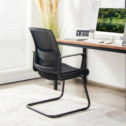 Set of 2 Conference Chairs with Lumbar Support-Black - Black - Conference Chairs