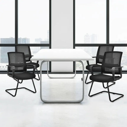 Set of 2 Conference Chairs with Lumbar Support-Black - Black - Conference Chairs