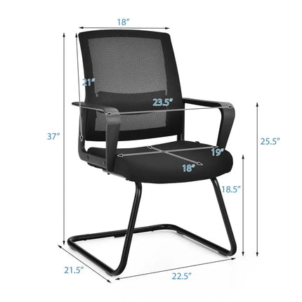 Set of 2 Conference Chairs with Lumbar Support-Black - Black - Conference Chairs