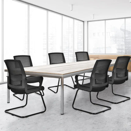 Set of 2 Conference Chairs with Lumbar Support-Black - Black - Conference Chairs