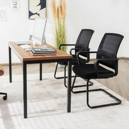 Set of 2 Conference Chairs with Lumbar Support-Black - Black - Conference Chairs