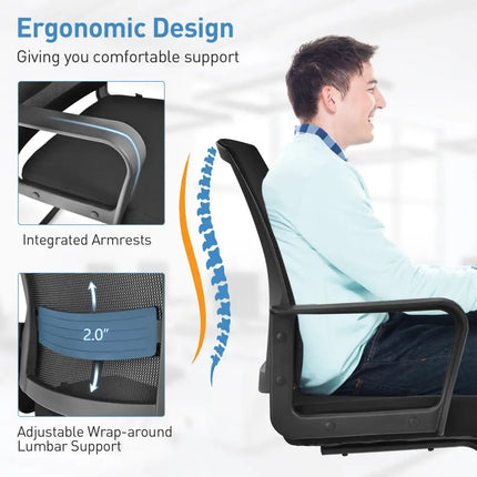Set of 2 Conference Chairs with Lumbar Support-Black - Black - Conference Chairs