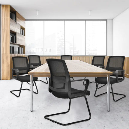 Set of 2 Conference Chairs with Lumbar Support-Black - Black - Conference Chairs