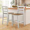 Set of 2 Counter Bar Stool with Inclined Backrest and Footrest-Gray - Gray - Bar Stools