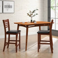 Set of 2 Counter Height Bar Chair Kitchen Island Stool with Backrest and Footrest-Walnut - Walnut - Bar Stools