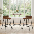 Set of 2 Counter Height Bar Stool with Low Back Metal Legs and Footrest for Kitchen Island-Brown - Brown - Bar Stools