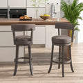 Set of 2 Counter Height Chairs with 360Â° Swivel Seat and Rubber Wood Frame-29 Inches - Bar Stools