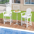 Set of 2 Counter Height Outdoor HDPE Bar Stool with Armrests and Footrest-White - White - Patio Bar Furniture