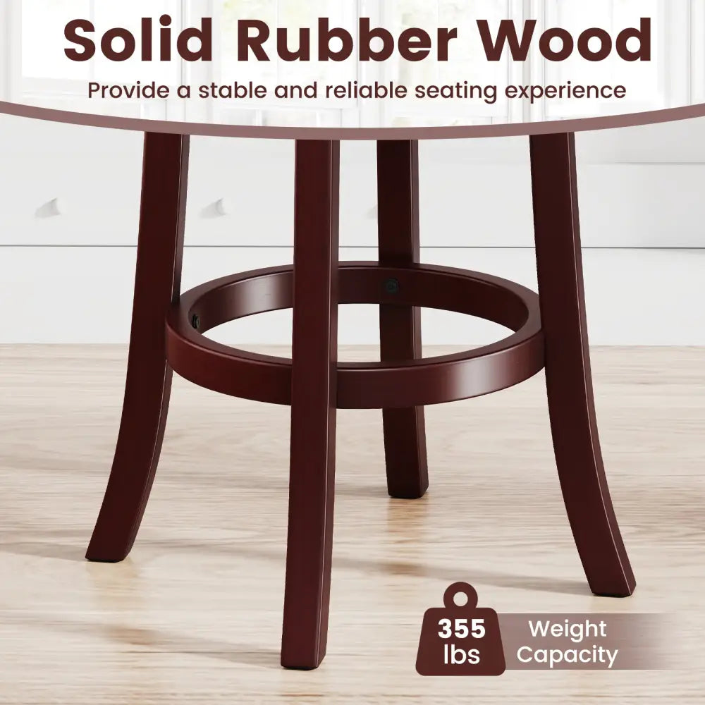Set of 2 Counter Height Swivel Barstools with High Backs and Footrests-26 inches - Bar Stools