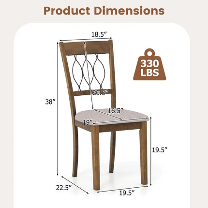 Set of 2 Dining Chair Fabric/Faux Leather Upholstered with Padded Seat-Rustic Brown - Rustic Brown - Dining Chairs