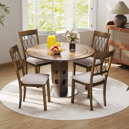 Set of 2 Dining Chair Fabric/Faux Leather Upholstered with Padded Seat-Rustic Brown - Rustic Brown - Dining Chairs