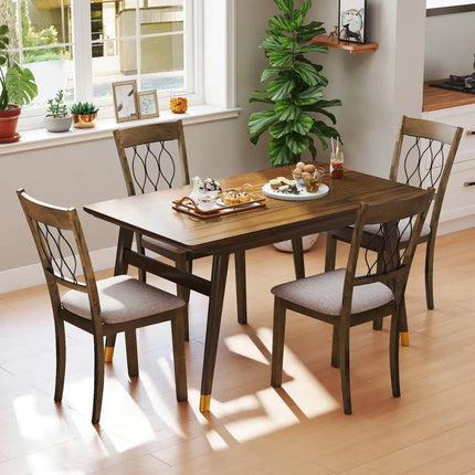 Set of 2 Dining Chair Fabric/Faux Leather Upholstered with Padded Seat-Rustic Brown - Rustic Brown - Dining Chairs