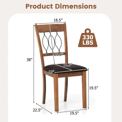 Set of 2 Dining Chair Fabric/Faux Leather Upholstered with Padded Seat-Walnut - Walnut - Dining Chairs