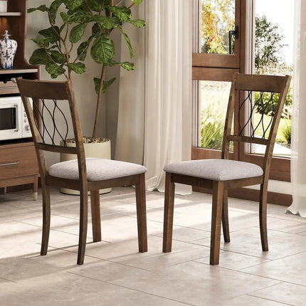 Set of 2 Dining Chair Fabric/Faux Leather Upholstered with Padded Seat-Rustic Brown - Rustic Brown - Dining Chairs