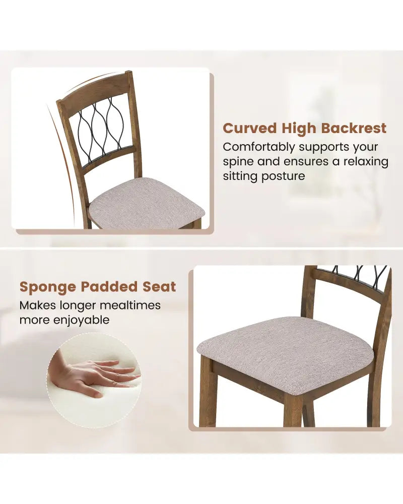 Set of 2 Dining Chair Fabric/Faux Leather Upholstered with Padded Seat-Rustic Brown - Rustic Brown - Dining Chairs
