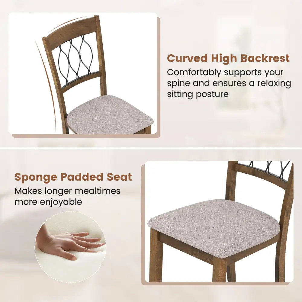 Set of 2 Dining Chair Fabric/Faux Leather Upholstered with Padded Seat-Rustic Brown - Rustic Brown - Dining Chairs