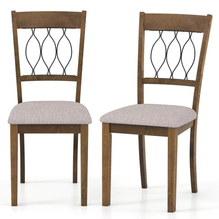 Set of 2 Dining Chair Fabric/Faux Leather Upholstered with Padded Seat-Rustic Brown - Rustic Brown - Dining Chairs