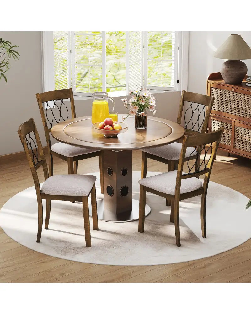 Set of 2 Dining Chair Fabric/Faux Leather Upholstered with Padded Seat-Rustic Brown - Rustic Brown - Dining Chairs