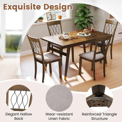 Set of 2 Dining Chair Fabric/Faux Leather Upholstered with Padded Seat-Rustic Brown - Rustic Brown - Dining Chairs