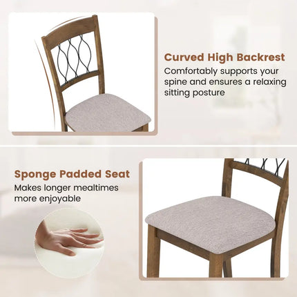 Set of 2 Dining Chair Fabric/Faux Leather Upholstered with Padded Seat-Rustic Brown - Rustic Brown - Dining Chairs