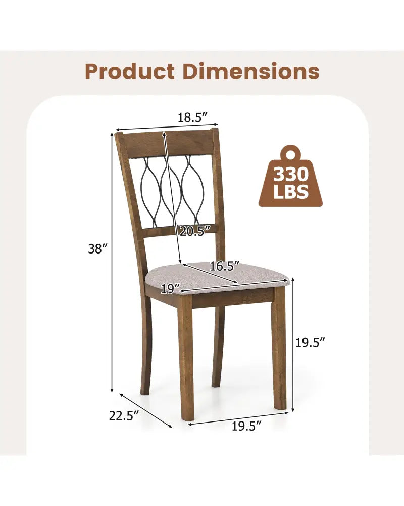 Set of 2 Dining Chair Fabric/Faux Leather Upholstered with Padded Seat-Rustic Brown - Rustic Brown - Dining Chairs