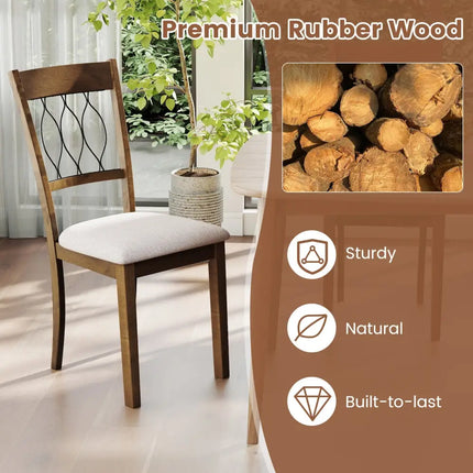 Set of 2 Dining Chair Fabric/Faux Leather Upholstered with Padded Seat-Rustic Brown - Rustic Brown - Dining Chairs