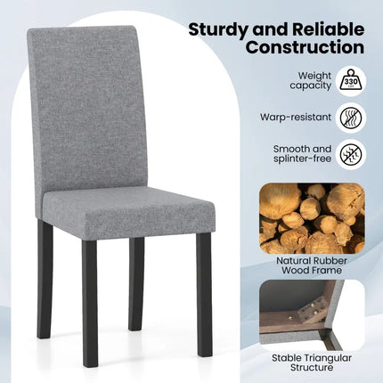 Set of 2 Dining Chair Mid-Century Modern Fabric Upholstered Parson Chairs-Light Gray - Light Gray - Dining Chairs