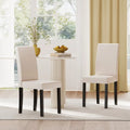Set of 2 Dining Chair Mid-Century Modern Fabric Upholstered Parson Chairs-Beige - Beige - Dining Chairs