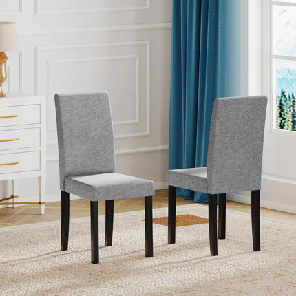 Set of 2 Dining Chair Mid-Century Modern Fabric Upholstered Parson Chairs-Light Gray - Light Gray - Dining Chairs