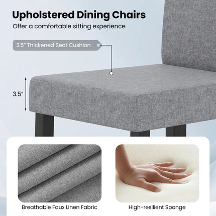 Set of 2 Dining Chair Mid-Century Modern Fabric Upholstered Parson Chairs-Light Gray - Light Gray - Dining Chairs