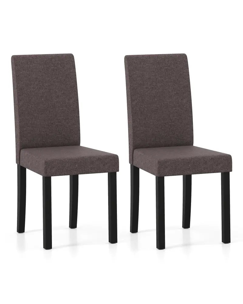 Set of 2 Dining Chair Mid-Century Modern Fabric Upholstered Parson Chairs-Brown - Brown - Dining Chairs