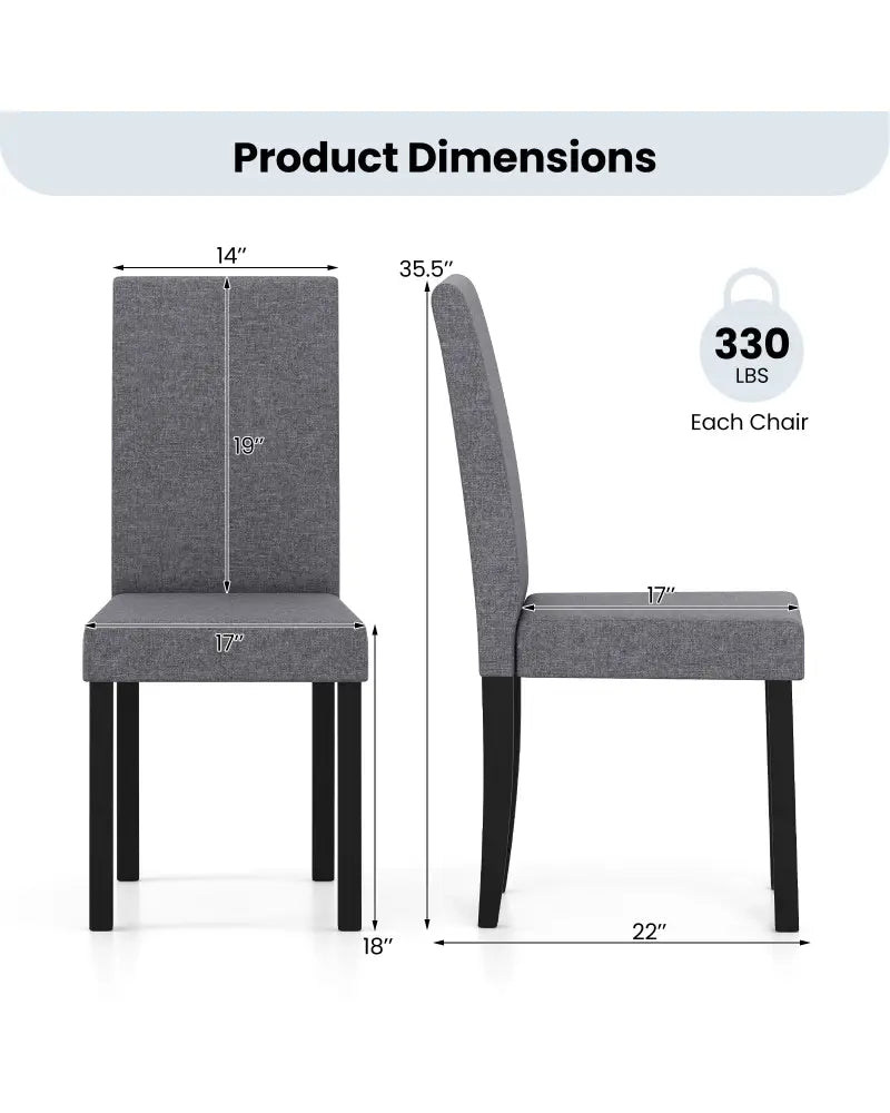 Set of 2 Dining Chair Mid-Century Modern Fabric Upholstered Parson Chairs-Dark Gray - Dark Gray - Dining Chairs