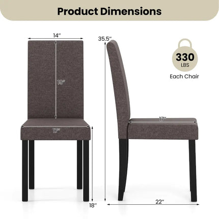 Set of 2 Dining Chair Mid-Century Modern Fabric Upholstered Parson Chairs-Brown - Brown - Dining Chairs