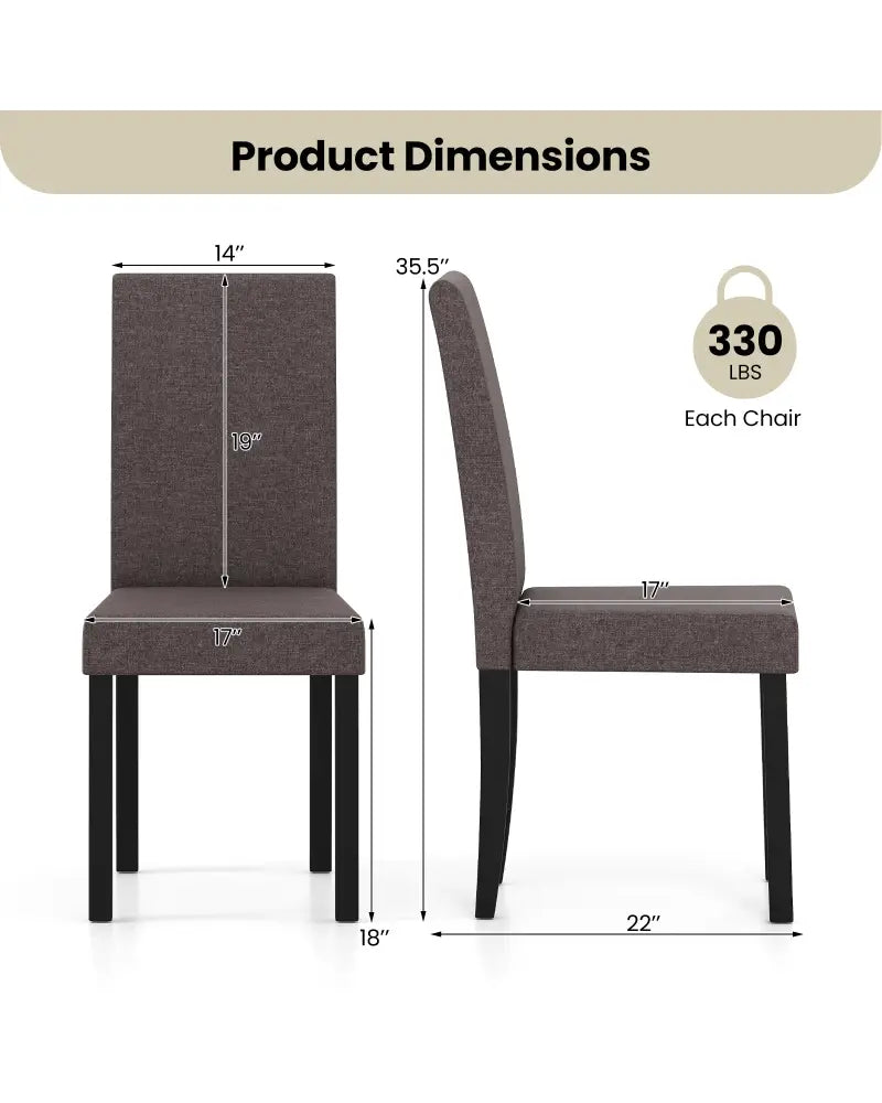 Set of 2 Dining Chair Mid-Century Modern Fabric Upholstered Parson Chairs-Brown - Brown - Dining Chairs