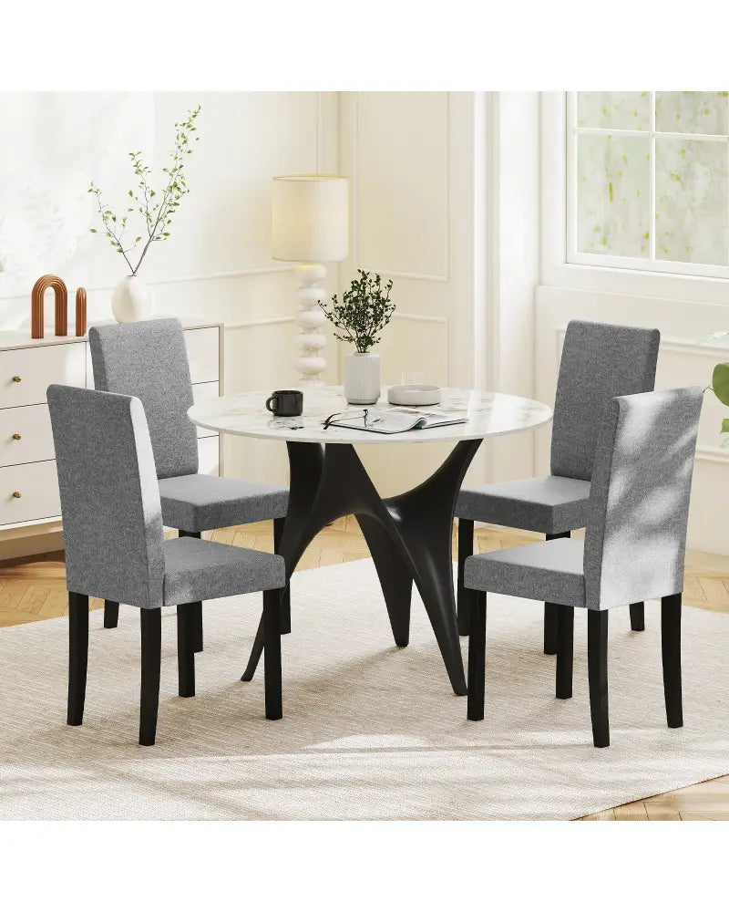Set of 2 Dining Chair Mid-Century Modern Fabric Upholstered Parson Chairs-Light Gray - Light Gray - Dining Chairs