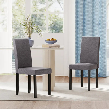Set of 2 Dining Chair Mid-Century Modern Fabric Upholstered Parson Chairs-Dark Gray - Dark Gray - Dining Chairs