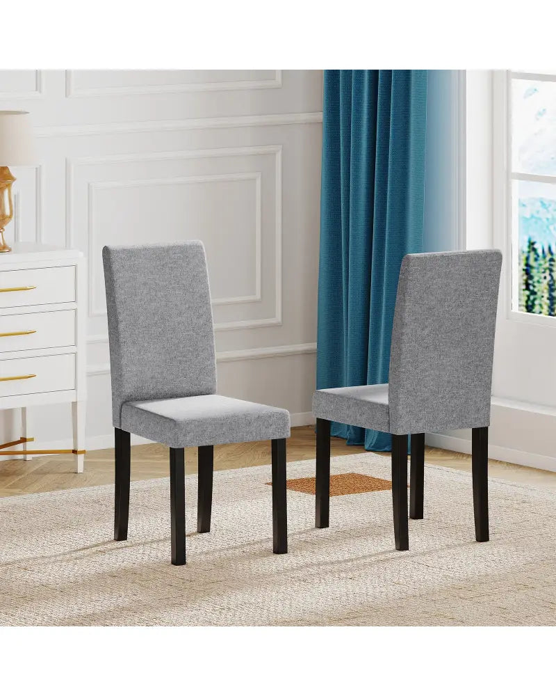 Set of 2 Dining Chair Mid-Century Modern Fabric Upholstered Parson Chairs-Light Gray - Light Gray - Dining Chairs