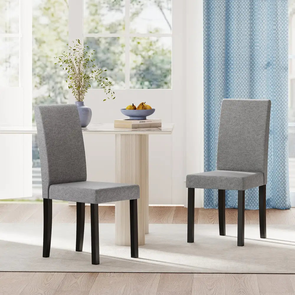 Set of 2 Dining Chair Mid-Century Modern Fabric Upholstered Parson Chairs-Light Gray - Light Gray - Dining Chairs