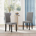 Set of 2 Dining Chair Mid-Century Modern Fabric Upholstered Parson Chairs-Light Gray - Light Gray - Dining Chairs