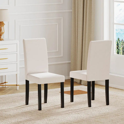 Set of 2 Dining Chair Mid-Century Modern Fabric Upholstered Parson Chairs-Beige - Beige - Dining Chairs