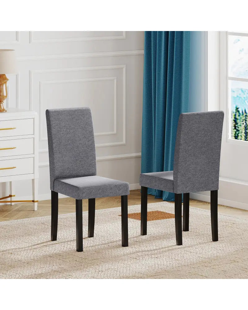 Set of 2 Dining Chair Mid-Century Modern Fabric Upholstered Parson Chairs-Dark Gray - Dark Gray - Dining Chairs