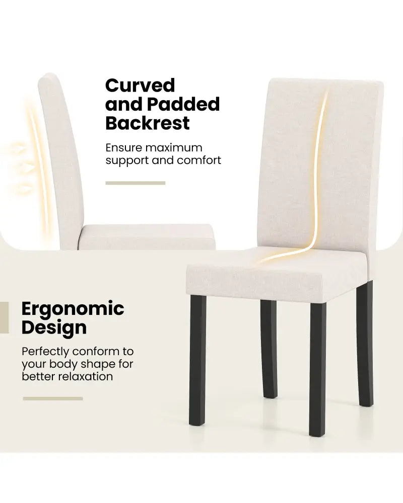 Set of 2 Dining Chair Mid-Century Modern Fabric Upholstered Parson Chairs-Beige - Beige - Dining Chairs
