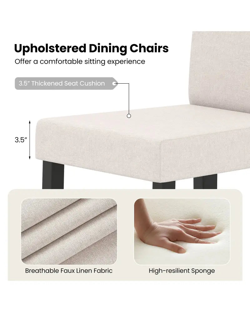 Set of 2 Dining Chair Mid-Century Modern Fabric Upholstered Parson Chairs-Beige - Beige - Dining Chairs