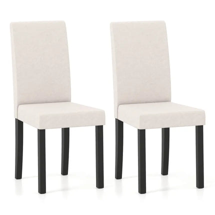 Set of 2 Dining Chair Mid-Century Modern Fabric Upholstered Parson Chairs-Beige - Beige - Dining Chairs