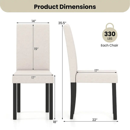 Set of 2 Dining Chair Mid-Century Modern Fabric Upholstered Parson Chairs-Beige - Beige - Dining Chairs