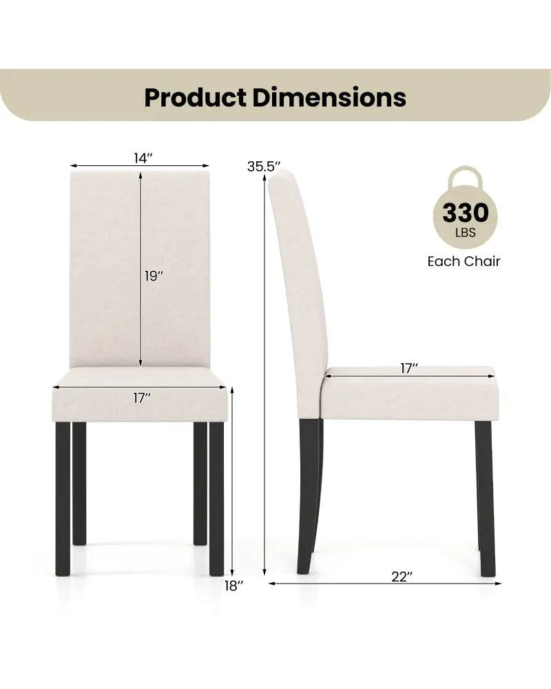 Set of 2 Dining Chair Mid-Century Modern Fabric Upholstered Parson Chairs-Beige - Beige - Dining Chairs